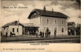 Zuczka, Jucica (Chernivtsi, Czernowitz, Cernauti, Csernyivci) (Bukovina, Bukowina); Bahnhof Zuczka. Gruss aus der Bukowina. Verlag v. Leon König / railway station (EK)