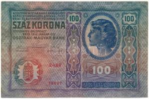 1912. 100K piros "DEUTSCHÖSTERREICH" felülbélyegzéssel, "2420 78667" sorszámmal ...