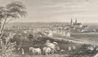 1854 Reschka: Gross Wardein. (Nagyvárad) kilencosztatú acélmetszet. A Reschka által metszett kép az ...