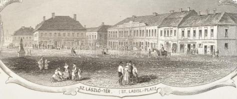 1854 Reschka: Gross Wardein. (Nagyvárad) kilencosztatú acélmetszet. A Reschka által metszett kép az ...