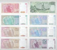 Argentína 1982. 500P + DN (1988-1989) 1A + 5A (2x) + 10A (2x) + 50A + DN (1989-1990) 100A + DN (1990...