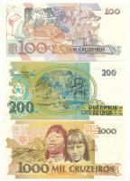 Brazília 1990. 100C + 200C + 1990-1991. 1000C T:UNC Brazil 1990. 100 Cruzeiros + 200 Cruzeiros + 199...