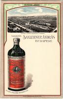 Budapest XI. Saxlehner András Hunyadi János keserűvíz üzeme, reklám / Andreas Saxlehner Etablissement Hunyadi János. Bruchsteiner és fia Műintézet Art Nouveau litho