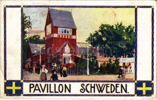 1910 Wien, Vienna, Bécs; I. Internationale Jagd-Ausstellung, Pavillon Schweden / Első nemzetközi vadászati kiállítás reklámlapja, Svéd pavilon. Kézdi-Kovács László festőművésznek címzett levél / 1st International Hunting Expo, Swedish pavilion. Art Nouveau s: A. Gerstenbrand (EB)