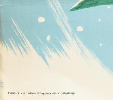 1957 Ajándékozzon könyvet, plakát, hajtva, Bócz István grafikája, hajtásnyomokkal, 82×57 cm