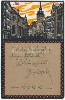 1908 München, Munich; Das Tal. Art Nouveau, litho s: Carl Kunst - Kézdi-Kovács László festőművész levele (EK)