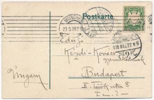 1908 München, Munich; Das Tal. Art Nouveau, litho s: Carl Kunst - Kézdi-Kovács László festőművész le...