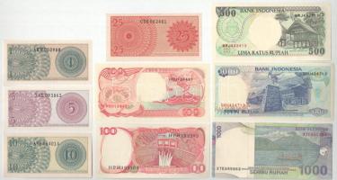 Indonézia 1964. 1s + 5s + 10s + 25s + 50s + 1984. 100R + 1992. 100R + 500R + 1000R + 2000. 1000R T:U...