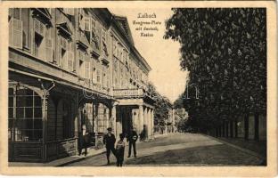 1917 Ljubljana, Laibach; Kongress-Platz mit deutsch. Kasino / German casino (EK)