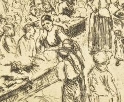 Liebermann, Max (1847-1935): Amsterdami zsidónegyed (Das Judenviertel in Amsterdam). Rézkarc, papír,...