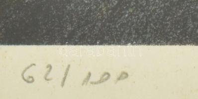 Ruzicskay György (1896-1993): Hajnal. Színezett algráfia, papír, jelzett. Számozott (62/100). Üvegez...