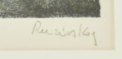 Ruzicskay György (1896-1993): Hajnal. Színezett algráfia, papír, jelzett. Számozott (62/100). Üvegez...