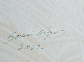 Samu Hajnalka (?-): Vízimalom (water mill). Akril, vászon. Jelzett a hátoldalán. 46x55 cm