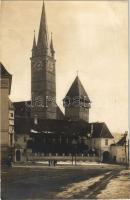 Medgyes, Mediasch, Medias; Evangélikus templom télen / street view, Lutheran church at winter (non PC) (b)