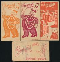 cca 1920-1930 4 db Schmoll Pasta számolócédula, változó állapotban