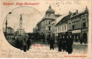 1902 Nagykanizsa, Deák tér, Gyógyszertár az Igazsághoz, Fantl Testvérek üzlete. Fischel Fülöp kiadása (fl)