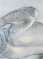 Sassy Attila (1880-1967): Fekvő női akt. Pasztell, papír. Jelezve jobbra lent. Üvegezett fakeretben....