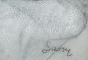 Sassy Attila (1880-1967): Fekvő női akt. Pasztell, papír. Jelezve jobbra lent. Üvegezett fakeretben....