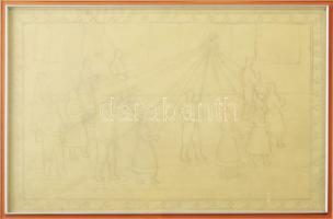 Ferenczy Noémi (1890-1957): Május. Ceruza, papír. Jelzés nélkül. Üvegezett fakeretben. 27x39 cm/ pencil on paper, unsigned, framed