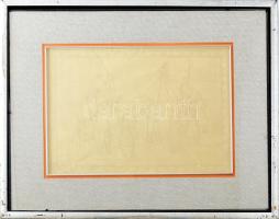 Ferenczy Noémi (1890-1957): Május. Ceruza, papír. Jelzés nélkül. Üvegezett fakeretben. 27x39 cm/ pen...