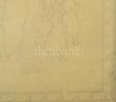 Ferenczy Noémi (1890-1957): Május. Ceruza, papír. Jelzés nélkül. Üvegezett fakeretben. 27x39 cm/ pen...