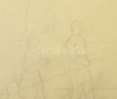 Ferenczy Noémi (1890-1957): Május. Ceruza, papír. Jelzés nélkül. Üvegezett fakeretben. 27x39 cm/ pen...