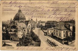 1916 Dortmund, Hansastraße, Synagoge / street view, synagogue, tram (EK)