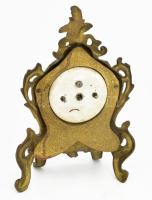 Antik bronz asztali óra, rokályos díszítményekkel és beszélgető puttók jelenettel, nem működik, kopá...