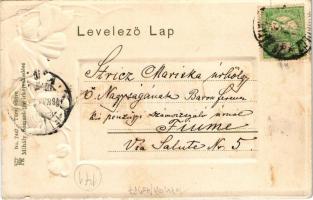 1908 Debrecen, Kossuth utca, Tóth Gyula üzlete. Mihály Sámuel kiadása, szecessziós dombornyomott lit...