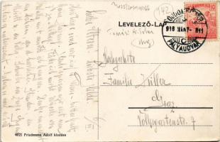 1918 Tamási (Tolna). Friedmann Adolf kiadása + "ÚJDOMBÓVÁR PÁLYAUDVAR" vasúti bélyegzés