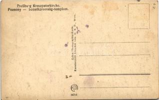 Pozsony, Pressburg, Bratislava; Szentháromság templom, villamos / Kreuzpaterkirche / church, tram. E...