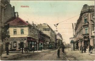 1913 Miskolc, Grand Hotel Nagy szálloda, Garai és Megay Róbert üzlete, utcakép. Bettelheim Miksa kiadása (EK)