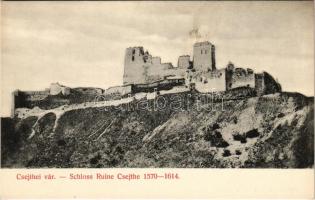 Csejte, Csejthe, Cachtice; Cachticky hrad / Schloss Ruine Cseyte 1570-1614 / Báthory Erzsébet vára. Brück Gyula felvétele és kiadása / castle (fl)