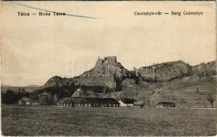 Tátra, Magas-Tátra, Vysoké Tatry; Csorsztin vár / Burg Csorsztyn / Czorsztyn castle (ázott sarok / wet corner)