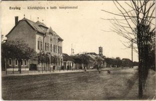 1917 Enying, Községháza és katolikus templom. Székely Sándor felvétele után (EK)