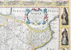 John Speed Spaine newly described with many adictions... Spanyolország és Portugália térképe. Színez...