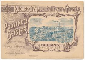 Budapest XIII. Podvinecz és Heisler Budapesti Malomépítészet és Gépgyár szecessziós reklámlapja. Hamburger és Birkholz kiadása, Art Nouveau, floral (non PC) (fa)