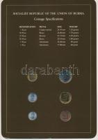 Burma ~1966-1987. 1p-1K (6xklf), "Coin Sets of All Nations" forgalmi szett felbélyegzett k...