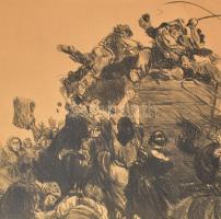 Haranghy Jenő (1894-1951): Jelenet. Litográfia, papír, jelezve jobbra lent, apró lapszéli sérülésekk...