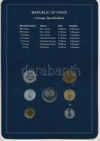 Csád 1976-1985. 1Fr-500Fr (7xklf), "Coin Sets of All Nations" forgalmi szett felbélyegzett...