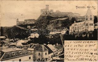 1901 Trencsén, Trencín; vár. Szold Henrik kiadása / castle + titkosírás / cryptography (EK)