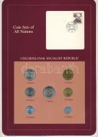 Csehszlovákia 1978-1983. 5h-5K (7xklf), Coin Sets of All Nations forgalmi szett felbélyegzett kartonlapon T:UNC Czechoslovakia 1978-1983. 5 Haleru - 5 Korun (7xdiff) Coin Sets of All Nations coin set on cardboard with stamp C:UNC