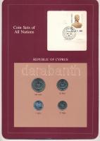 Ciprus 1982. 5m - 100m (4xklf), Coin Sets of All Nations forgalmi szett felbélyegzett kartonlapon T:UNC  Cyprus 1982. 5 Mils - 100 Mils (4xdiff) Coin Sets of All Nations coin set on cardboard with stamp C:UNC