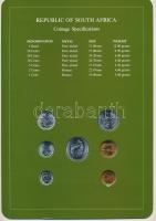 Dél-Afrika 1985-1986. 1c-1R (7xklf), "Coin Sets of All Nations" forgalmi szett felbélyegze...