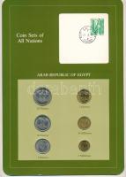 Egyiptom 1972-1980. 5m-20P (6xklf), Coin Sets of All Nations forgalmi szett felbélyegzett kartonlapon T:UNC  Egypt 1972-1980. 5 Milliémes - 20 Piastres (6xdiff) Coin Sets of All Nations coin set on cardboard with stamp C:UNC