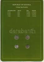 Észtország 1991-1992. 5s-50s (4xklf), "Coin Sets of All Nations" forgalmi szett felbélyegz...