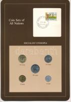 Etiópia ~1977. 1c - 50c (5xklf), Coin Sets of All Nations forgalmi szett felbélyegzett kartonlapon T:UNC patina Ethiopia ~1977. 1 Cent - 50 Cents (5xdiff) Coin Sets of All Nations coin set on cardboard with stamp C:UNC patina