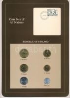 Finnország 1982. 5p-5M (6xklf), Coin Sets of All Nations forgalmi szett felbélyegzett kartonlapon T:UNC  Finland 1982. 5 Penniä - 5 Markkaa (6xdiff) Coin Sets of All Nations coin set on cardboard with stamp C:UNC