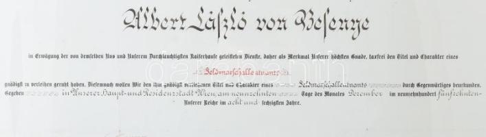 1915 Altábornagyi kinevezés oklevele, Ferenc József császár és Alexander von Krobatin (1849-1933) ha...