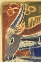 Heinrich Schwarz (1903-1977): Antilop, 1955. Olaj, papír. Jelezve jobbra lent. Hátoldalán autográf f...